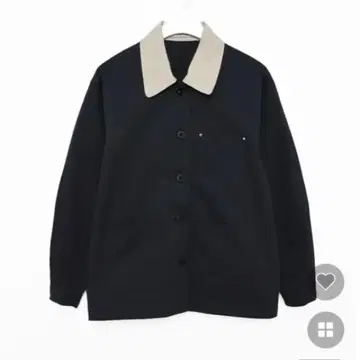 바이컬러 싱글 하프 코트 네이비