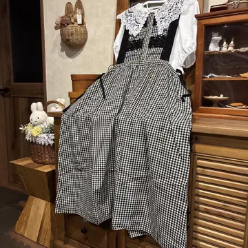 사만사 모스모스 오버롤 스커트 깅엄 체크