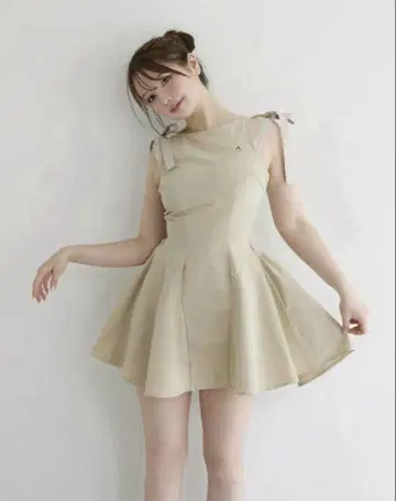 정품 andmary Jozy ribbon flare mini dress
