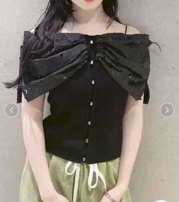 LILY BROWN BIG 리본 비쥬 니트탑