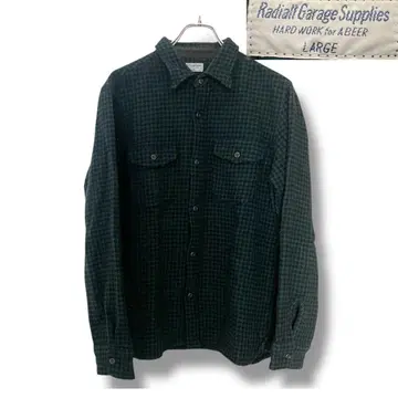 라디얼 하운드투스 체크 울 플란넬 셔츠 size L 일본제