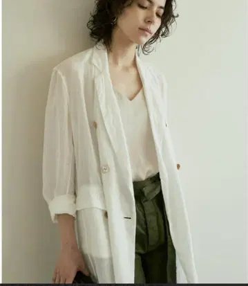 Whim gazette 화이트 린넨 라미 자켓