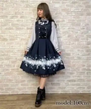 axes femme 스노우 크리스탈 민소매 원피스 네이비