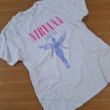NIRVANA 밴드 티셔츠 화이트 파스텔 컬러 XL