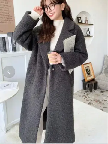 moment+ 페이크 반지 울 오버 사이즈 롱 체스터 코트