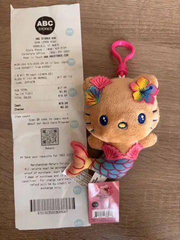택 포함 하와이 한정판 일광화상 키티 인어 머메이드