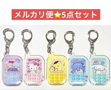 산리오 캐릭터즈 폴더폰형 아크릴 키링 5개 세트