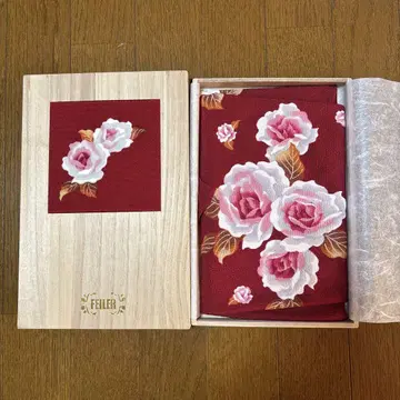 FEILER 순수 실크 크레이프 원단 보자 기 미사용 새상품