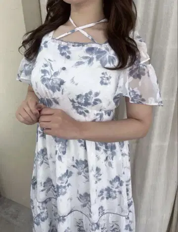 evelyn 크로스리본 꽃무늬 원피스