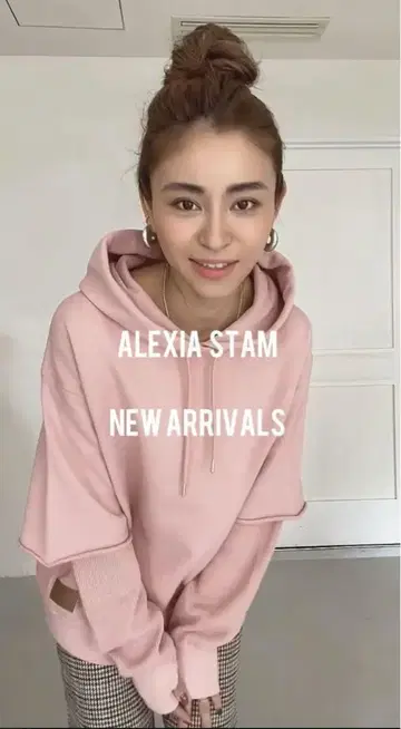 ALEXIA STAM 트레이닝복 후드티 핑크 맨투맨