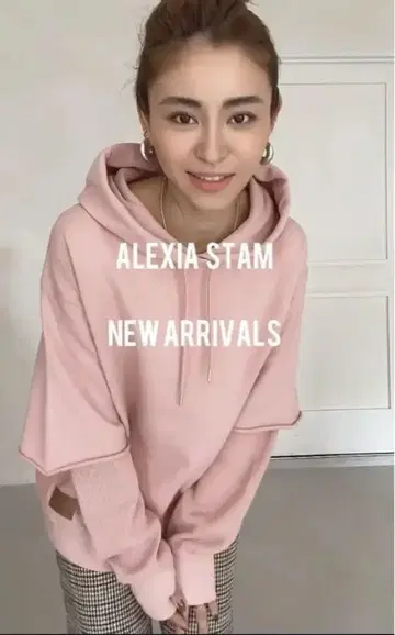 ALEXIA STAM 트레이닝복 후드티 핑크 맨투맨