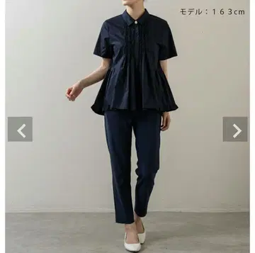 MAISON SONO 페플럼 디자인 셔츠 반팔 네이비
