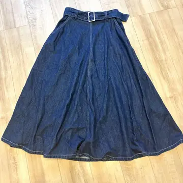 allureville 알아바일 데님 롱 데님 스커트 벨트 포함