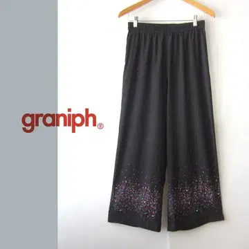 새상품급 graniph/그라니프 밑단 프린트 얇은 소재 와이드 팬츠 F
