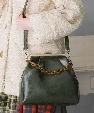 오샤레 워커 가마구치 2way 숄더백 그린