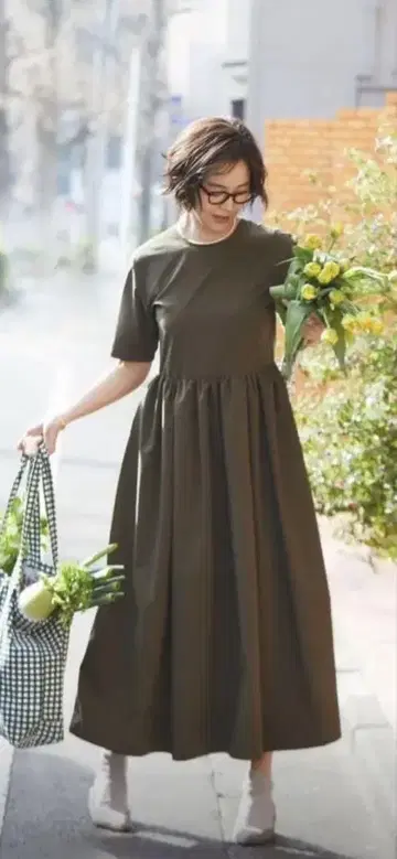 the9shop 스즈키 나츠 EVERYDAY DRESS 카키 Long