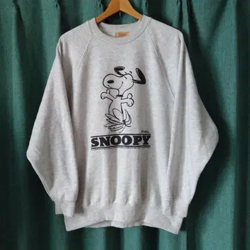 SNOOPY 스누피 그레이 양면 프린트 빅 루즈 맨투맨 트레이닝복 M