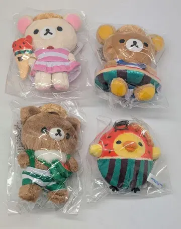 마호로바마인즈 미우라 리락쿠마 외출 봉제 인형 키링 전 4종 세트