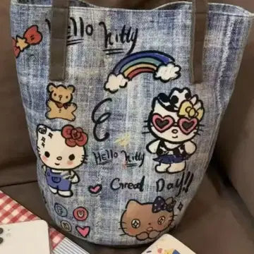 헬로키티 데님 숄더백 토트백