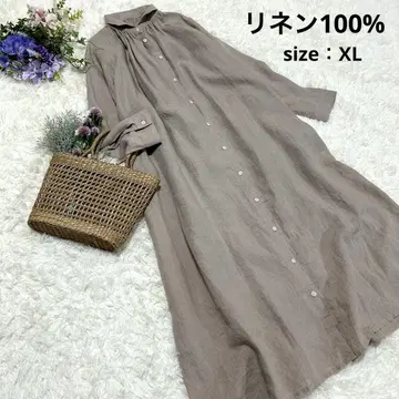 [ 새상품급 ] 린넨 100% 롱 셔츠 원피스 사이즈 XL