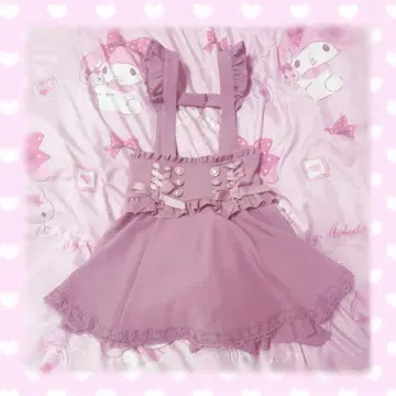 LIZLISA 레이스업 서스펜더 치마바지 핑크