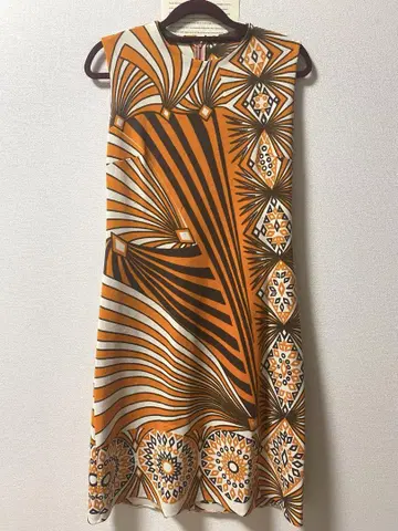 70s 오렌지 슬리브리스 원피스