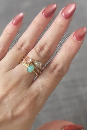 아쉬페프랑스 3연 반지 레이어드 골드 도금 스톤 포함 12호