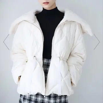 셀포드 퍼 카라 부착 퀼팅 숏코트