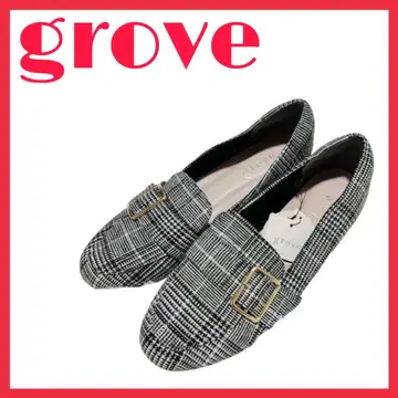 미사용 새상품 grove 그로브 가을/겨울 체크 무늬 플랫 플랫 펌프스