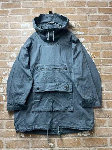 90s 아노락 후드티 모즈 코트 밀리터리 톤 다운 블루 밀리터리