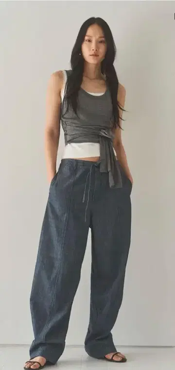 H&M 배기 코튼 팬츠 38