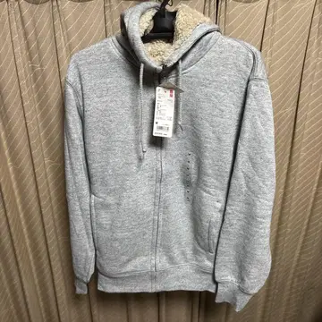 UNIQLO 보아 맨투맨 풀 집업 후드티 M 사이즈 그레이 새상품