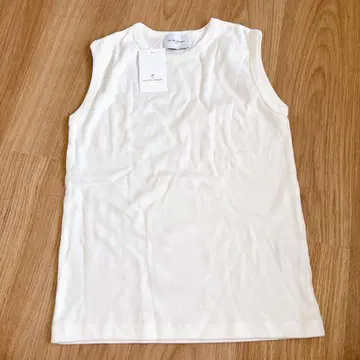 UNITED ARROWS 코튼 플라이스 슬리브리스 상의 화이트