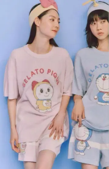 GELATO PIQUE 도라에몽 자카드 풀오버 & 숏팬츠 세트 새상품