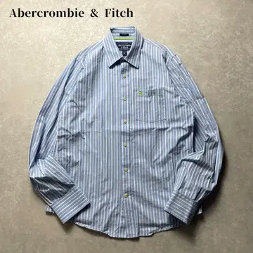 Abercrombie & Fitch 스트라이프 셔츠 긴팔 색스 블루 자수
