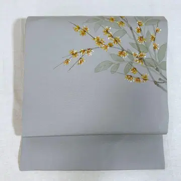 ON1 나고야 오비 그레이 꽃무늬 새상품급 익명 배송 순수 실크