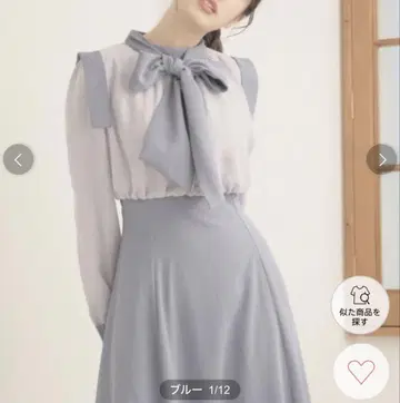 WILLSELECTION 보타이 배색 절개 원피스 윌셀렉션 파랑