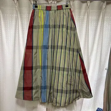 aqui agora pedido 멀티 컬러 체크 무늬 플레어 스커트