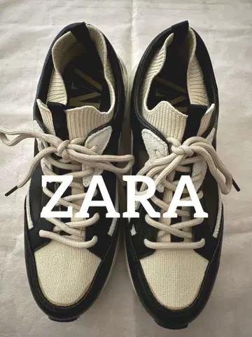 새상품 ZARA 캐주얼 스니커즈 블랙/베이지 23.5cm 시착만 한 상품