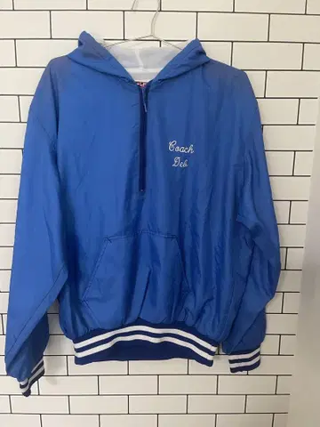 1980s 하프 지퍼 나일론 바시티 자켓
