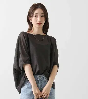 시어 돌먼 5부 소매 니트