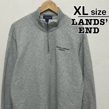 Lands'end 하프 지퍼 맨투맨 XL 멜란지 컬러 그레이 자수 로고