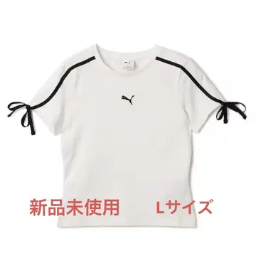 PUMA 푸마 화이트 T셔츠 반팔 크롭T 리본
