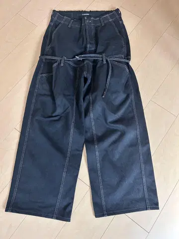 jacquemus 더블 허리 벨트 와이드 데님