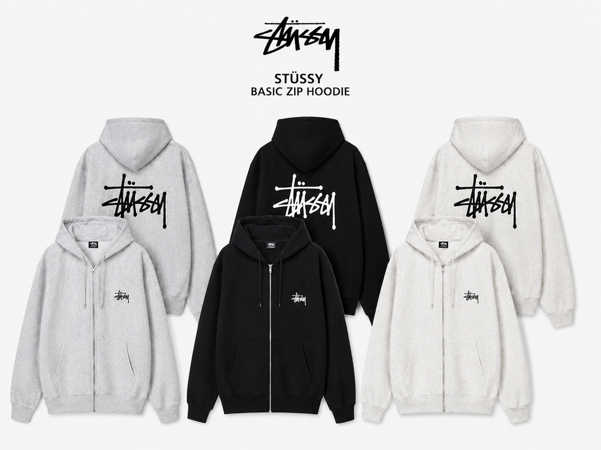 (Genuine Free Shipping) Stussy Basic Hooded Zip-Up
