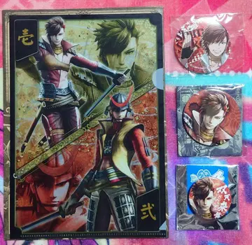 전국BASARA 클리어 파일 캔뱃지 사콘 4점 세트