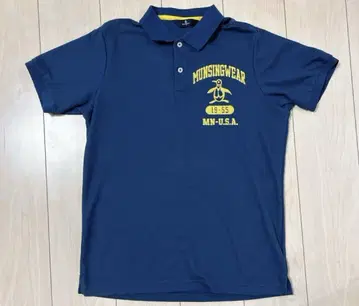 Munsingwear 남성용 골프 네이비 반팔 셔츠 MGMRJA04