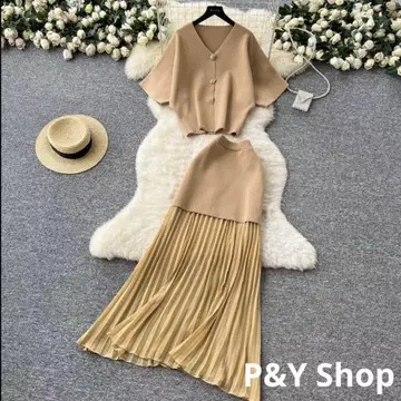 봄/여름 코디 2종 셋업 여성용 롱 기장 원피스 반팔 엘레강트