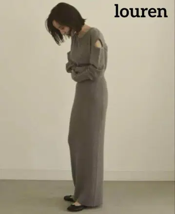 [ 컨디션 최상 ] louren 로렌 숄더컷 니트 원피스 캐시미어 혼방