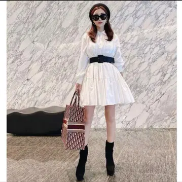 볼륨 티어드 미니 원피스 화이트